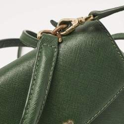 Pre Owned Michael Kors Dark Green Leather Extra Small Ava Top Handle Bag