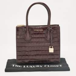 Pre Owned حقيبة يد توتس مايكل كورس ميرسر جلد نقشة التمساح أرجواني صغيرة