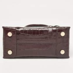 Pre Owned حقيبة يد توتس مايكل كورس ميرسر جلد نقشة التمساح أرجواني صغيرة