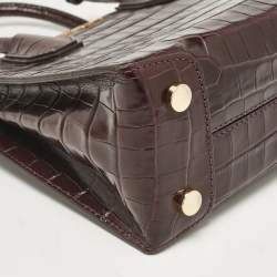 Pre Owned حقيبة يد توتس مايكل كورس ميرسر جلد نقشة التمساح أرجواني صغيرة