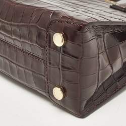 Pre Owned حقيبة يد توتس مايكل كورس ميرسر جلد نقشة التمساح أرجواني صغيرة