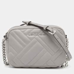 Michael Kors Grey Quitted Leather Vivianne Camera Crossbody Bag