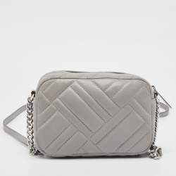 Michael Kors Grey Quitted Leather Vivianne Camera Crossbody Bag