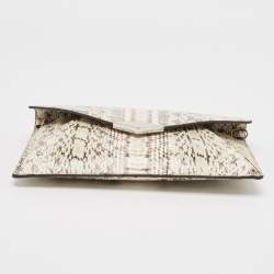 Pre Owned Michael Kors White/Black Watersnake Leather Barbara Envelope Clutch