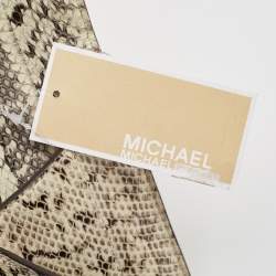 Pre Owned Michael Kors White/Black Watersnake Leather Barbara Envelope Clutch