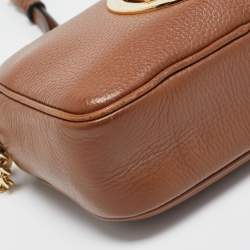 Michael Kors Brown Leather Logo Camera Crossbody Bag