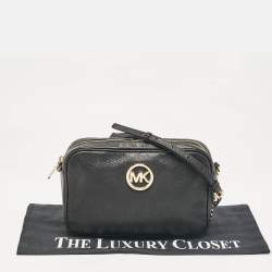 Michael Kors Black Leather Camera Crossbody Bag