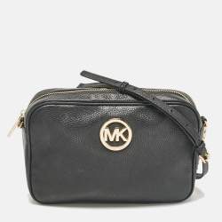 Michael Kors Black Leather Camera Crossbody Bag