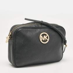 Michael Kors Black Leather Camera Crossbody Bag