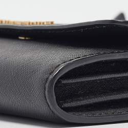 Pre Owned Michael Kors Black Leather Jet Set Flap Crossbody Bag