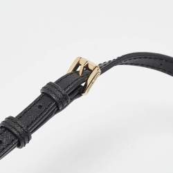 Pre Owned Michael Kors Black Leather Jet Set Flap Crossbody Bag