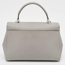 Pre Owned Michael Kors Grey Leather Medium Ava Top Handle Bag