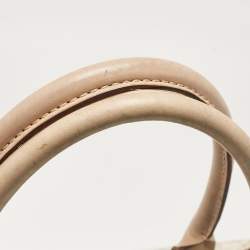 Pre Owned Michael Kors Beige/Off White Signature Coated Canvas and Leather East/West Hamilton Tote