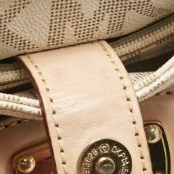 Pre Owned Michael Kors Beige/Off White Signature Coated Canvas and Leather East/West Hamilton Tote