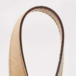 Pre Owned Michael Kors Beige/Off White Signature Coated Canvas and Leather East/West Hamilton Tote