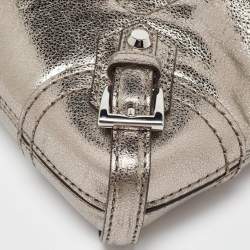 Michael Kors Metallic Grey Leather Fallon Wristlet Clutch
