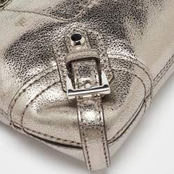 Michael Kors Metallic Grey Leather Fallon Wristlet Clutch