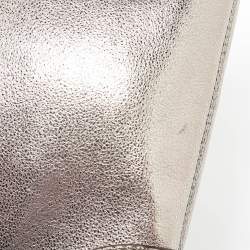 Michael Kors Metallic Grey Leather Fallon Wristlet Clutch