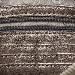 Michael Kors Metallic Grey Leather Fallon Wristlet Clutch