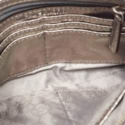 Michael Kors Metallic Grey Leather Fallon Wristlet Clutch