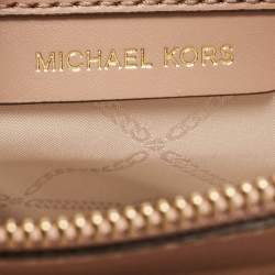 Pre Owned Michael Kors Vanilla/Brown Signature Coated Canvas Large Accordion Mercer Tote