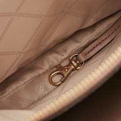 Pre Owned Michael Kors Vanilla/Brown Signature Coated Canvas Large Accordion Mercer Tote