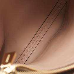 Pre Owned Michael Kors Vanilla/Brown Signature Coated Canvas Large Accordion Mercer Tote