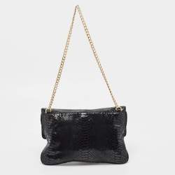 Pre Owned Michael Kors Black Snakeskin Embossed Leather Sloan Slim Shoulder Bag