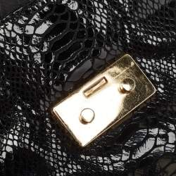 Pre Owned Michael Kors Black Snakeskin Embossed Leather Sloan Slim Shoulder Bag