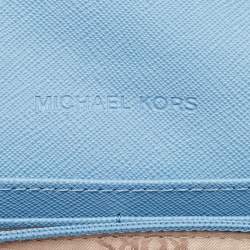 Pre Owned Michael Kors Light Blue Leather Jet Set Travel Wallet On Chain