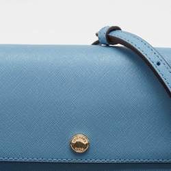 Pre Owned Michael Kors Light Blue Leather Jet Set Travel Wallet On Chain