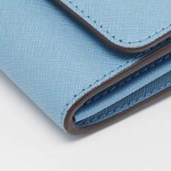 Pre Owned Michael Kors Light Blue Leather Jet Set Travel Wallet On Chain