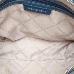Michael Kors Blue Signature Coated Canvas and Leather Sullivan Satchel