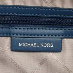 Michael Kors Blue Signature Coated Canvas and Leather Sullivan Satchel