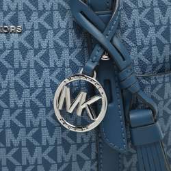 Michael Kors Blue Signature Coated Canvas and Leather Sullivan Satchel