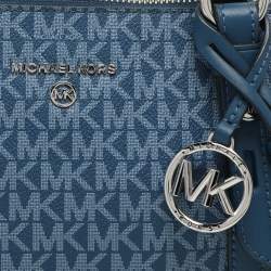Michael Kors Blue Signature Coated Canvas and Leather Sullivan Satchel