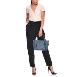 Michael Kors Blue Signature Coated Canvas and Leather Sullivan Satchel