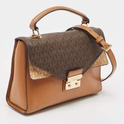 Pre Owned Michael Kors Tricolor Signature Coated Canvas Kinsley Top Handle Bag