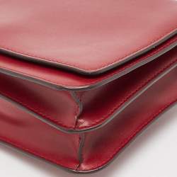 Pre Owned Michael Kors Red Faux Leather Flap Shoulder Bag