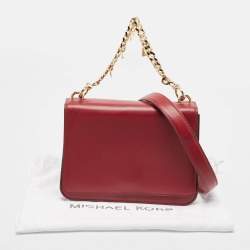 Pre Owned Michael Kors Red Faux Leather Flap Shoulder Bag