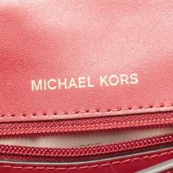 Pre Owned Michael Kors Red Faux Leather Flap Shoulder Bag