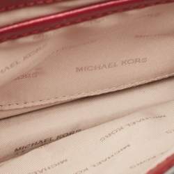 Pre Owned Michael Kors Red Faux Leather Flap Shoulder Bag