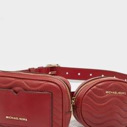 Michael Kors Red Matelasse Leather Utility Belt Bag