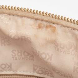 Pre Owned Michael Kors Off White Signature Coated Canvas and Leather Charm Satchel