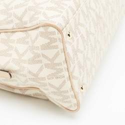 Pre Owned Michael Kors Off White Signature Coated Canvas and Leather Charm Satchel