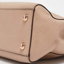 Pre Owned Michael Kors Beige Saffiano Leather Medium Cynthia Tote