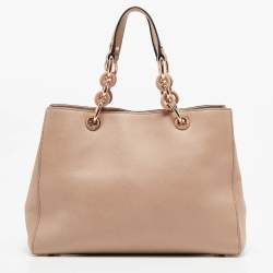 Pre Owned Michael Kors Beige Saffiano Leather Medium Cynthia Tote