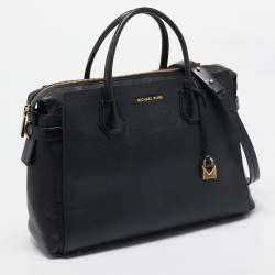 Michael Kors Black Leather Large Mercer Belted Satchel