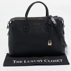 Michael Kors Black Leather Large Mercer Belted Satchel