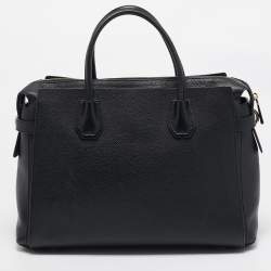 Michael Kors Black Leather Large Mercer Belted Satchel